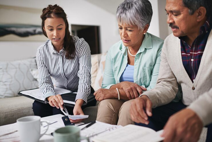 Pre retirees with financial advisor